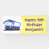 Cute blue modern bus cartoon illustration