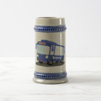 Cute blue modern bus cartoon illustration