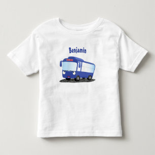 Cute blue modern bus cartoon illustration toddler t-shirt