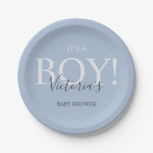 Cute Blue Modern Whimsical Typography Baby Shower