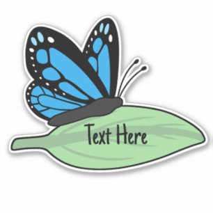 Cute Blue Monarch Butterfly label