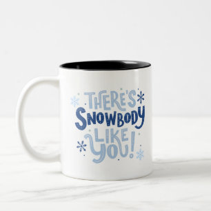 Cute Blue Monochrome Snowflake Motivational  Two-Tone Coffee Mug