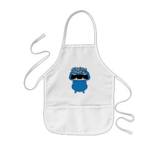 Cute blue monster kids apron