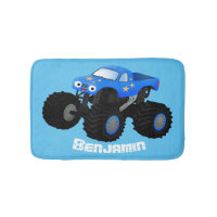 Cute blue monster truck cartoon illustration