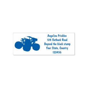 Cute blue monster truck cartoon illustration self-inking stamp