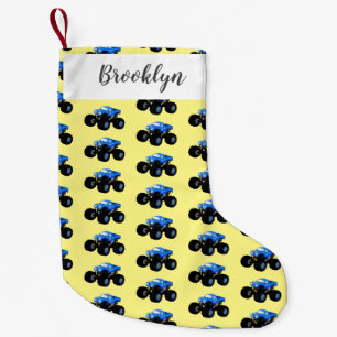 Cute blue monster truck cartoon illustration small christmas stocking