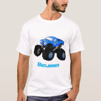 Cute blue monster truck cartoon illustration