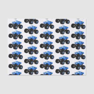 Cute blue monster truck cartoon illustration tissue paper