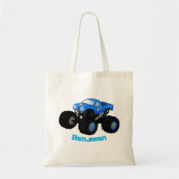 Cute blue monster truck cartoon illustration