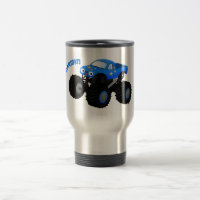 Cute blue monster truck cartoon illustration