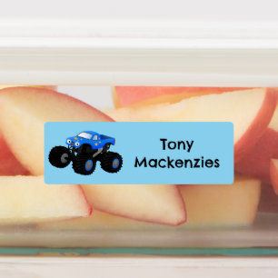 Cute blue monster truck cartoon personalized