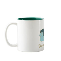 Cute blue monster with a book cart