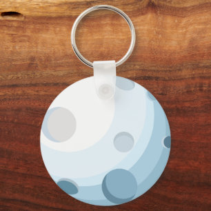 Cute Blue Moon Space Illustration Keychain