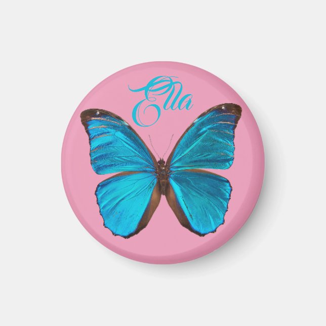 Cute Blue Morpho Butterfly Magnet (Front)