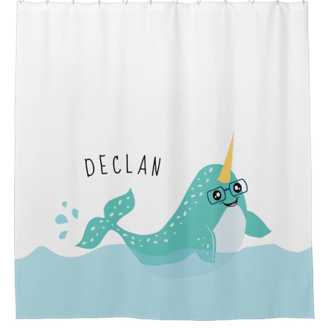 Cute Blue Narwhal with Glasses Kids (Front)