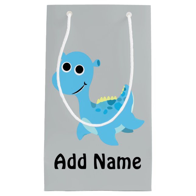 Cute Blue Nessie Small Gift Bag (Front)