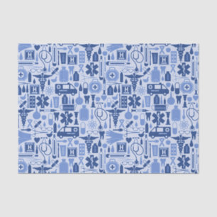 Cute Blue Nurse Doctor Medical Pattern Tissue Paper