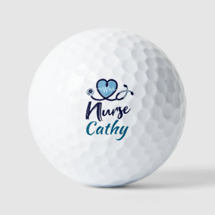 Cute Blue Nurse Heart Personalize Golf Balls