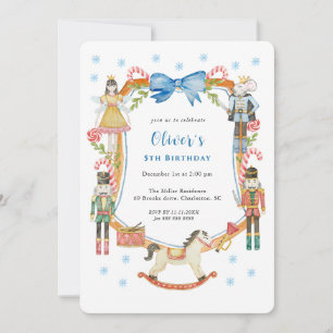 Cute Blue Nutcracker Christmas Boy Birthday  Invitation