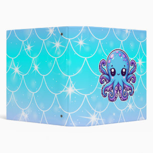 Cute blue octopus binder