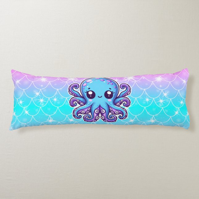 Cute blue octopus body pillow (Front)