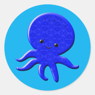 Cute Blue Octopus Classic Round Sticker