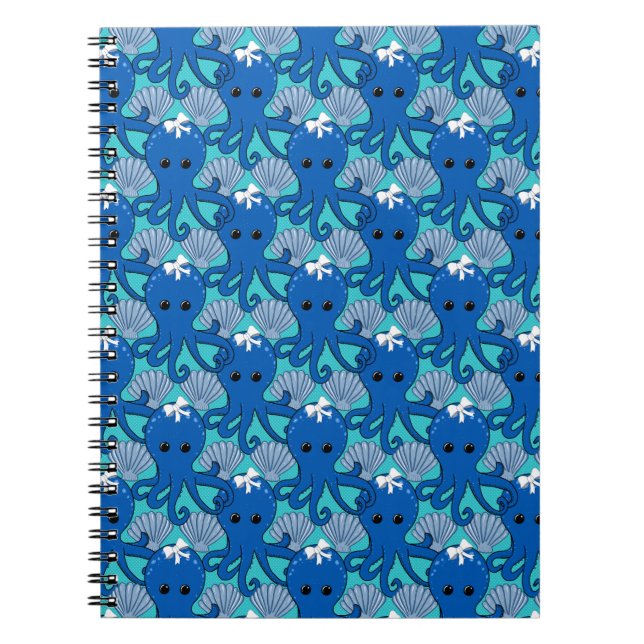 Cute Blue Octopus Clipboard Notebook (Front)