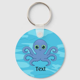Cute Blue Octopus Design Key Chain