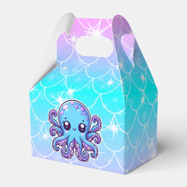 Cute blue octopus favor box (Front Side)