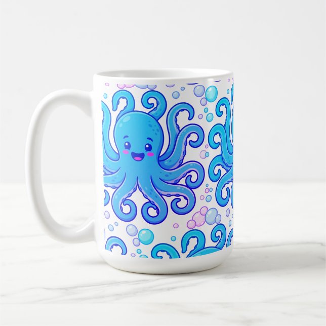 ​Cute Blue Octopus Pattern Coffee Mug (Left)