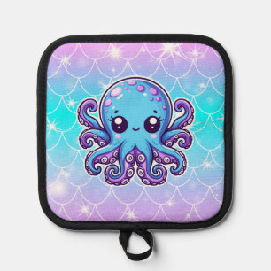 Cute blue octopus pot holder