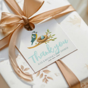 Cute Blue Oh Boy Bird Nest Baby Shower Favour Tags