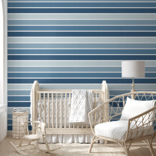 Cute Blue Ombre Striped Pattern Wallpaper