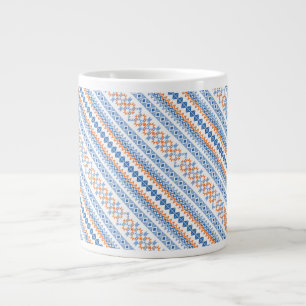 Cute blue orange Aztec Tribal Motif Pattern Large Coffee Mug