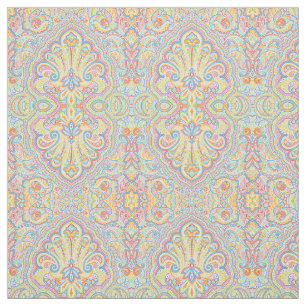 Cute Blue Orange Pink Purple White Paisley Floral Fabric
