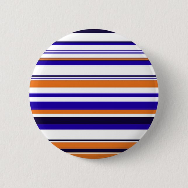 Cute blue orange stripes 2 inch round button (Front)