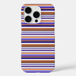 Cute blue orange stripes iPhone 16 pro case