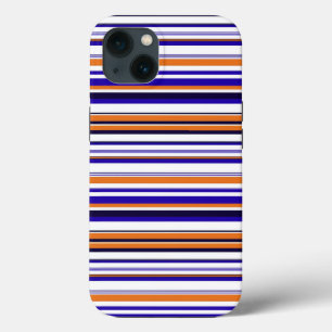 Cute blue orange stripes iPhone 13 case