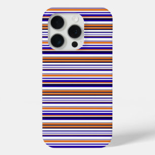 Cute blue orange stripes iPhone 15 pro case