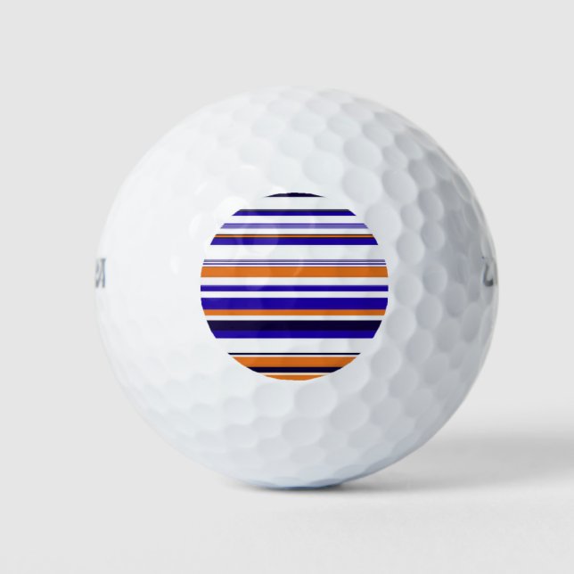Cute blue orange stripes golf balls (Front)