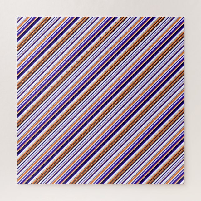 Cute blue orange stripes jigsaw puzzle (Vertical)