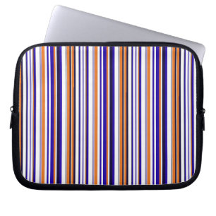 Cute blue orange stripes laptop sleeve