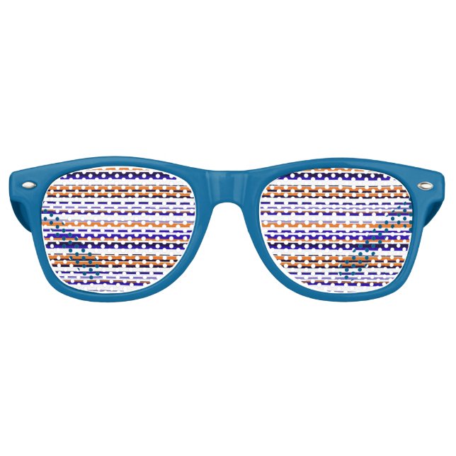 Cute blue orange stripes retro sunglasses (Front)