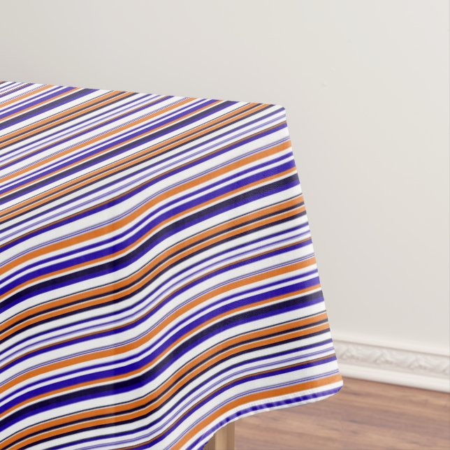 Cute blue orange stripes tablecloth (In Situ)