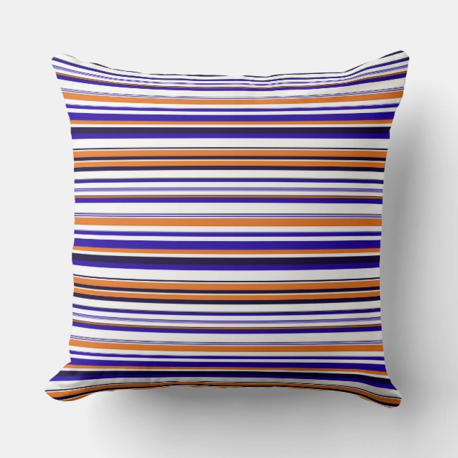 Cute blue orange stripes throw pillow (Front)