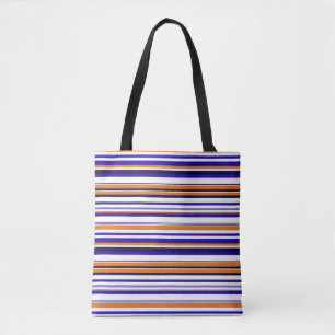 Cute blue orange stripes tote bag