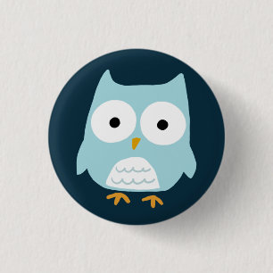 Cute Blue Owl 1 Inch Round Button