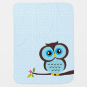 Cute Blue Owl Baby Blanket (Front)