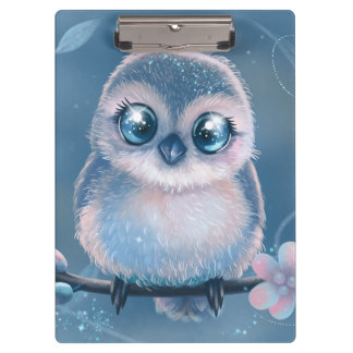 Cute Blue Owl Clipboard