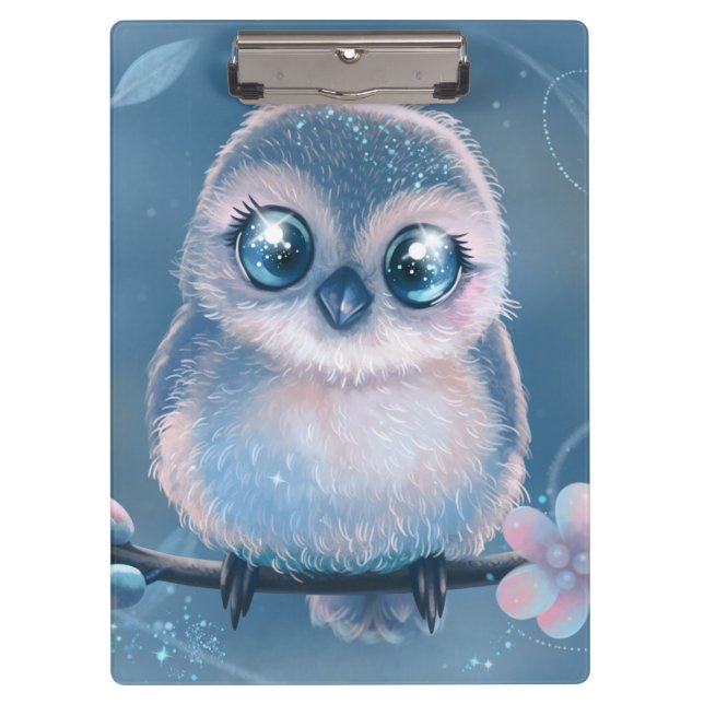 Cute Blue Owl Clipboard (Front)